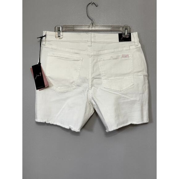 Jen7 Women's Plus Mid Rise Frayed Hem Cream Jean Shorts 16 NWT - Picture 4 of 9